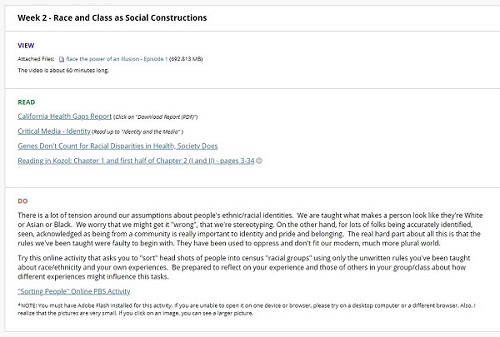 Example of Weekly Content