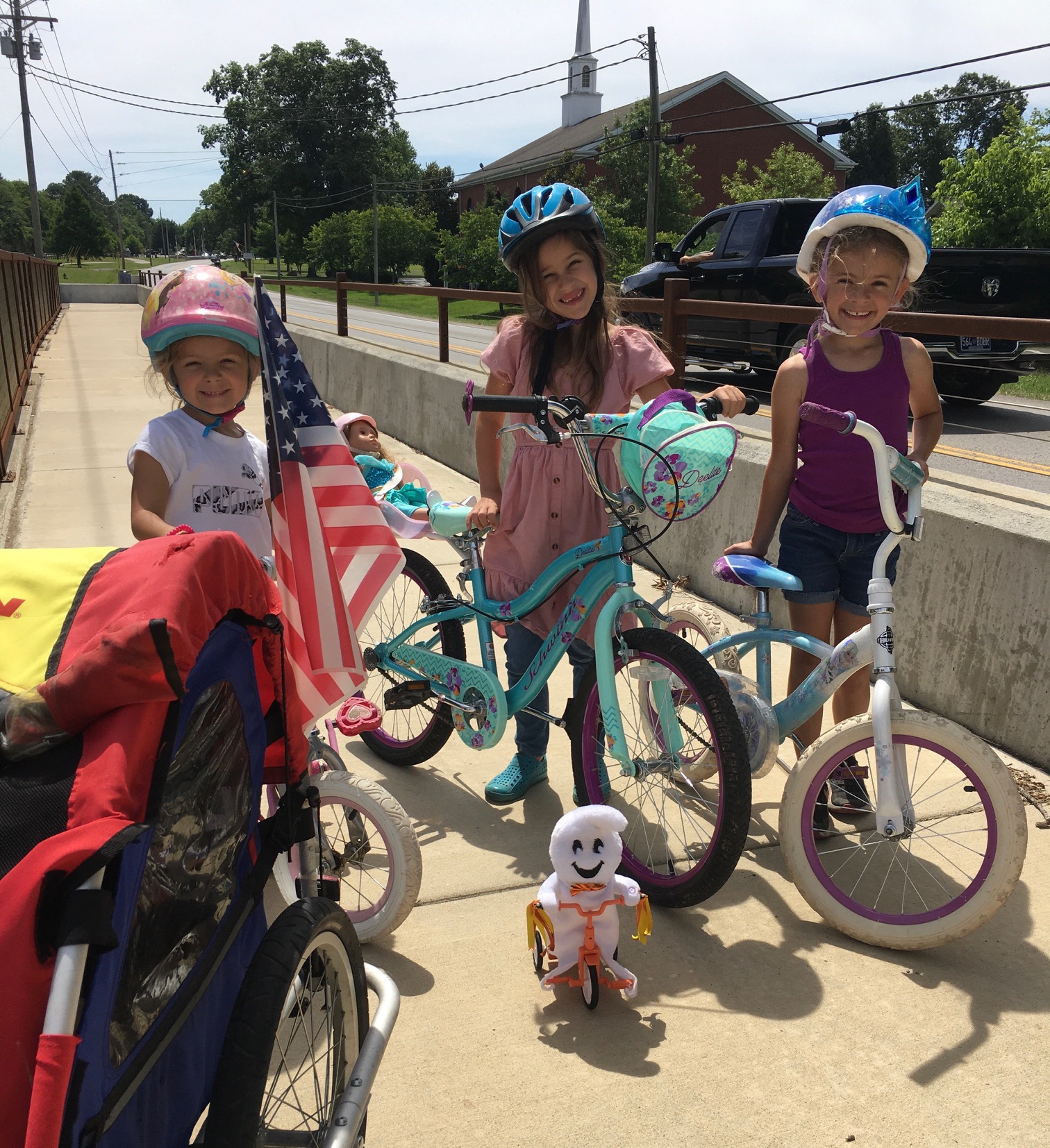 3 girls riding the trail