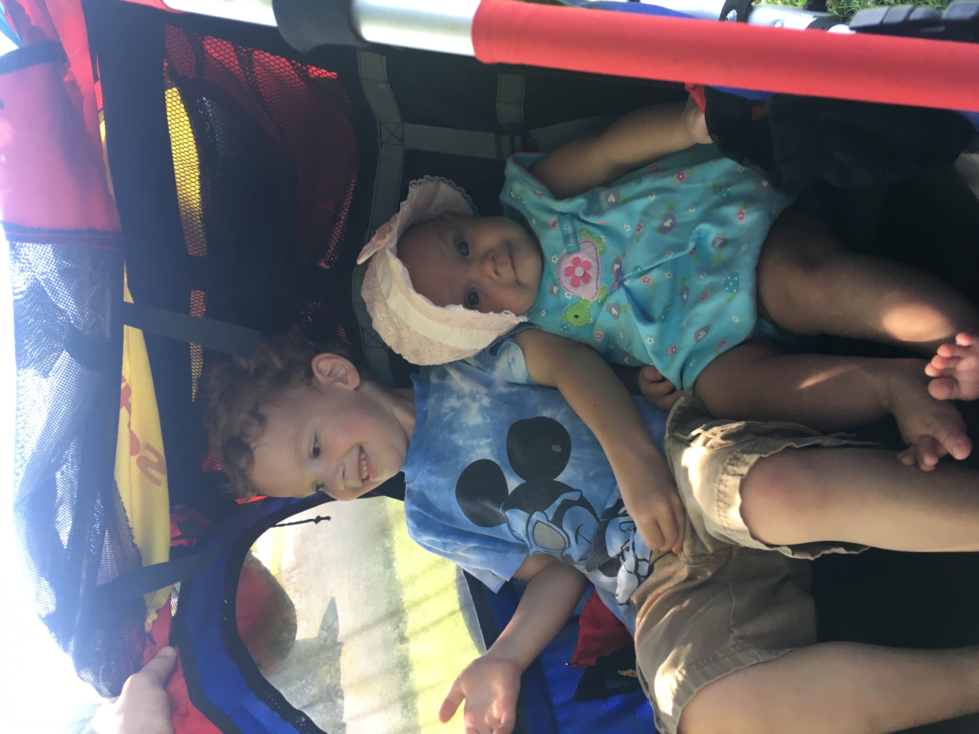 Two children in the Book Bike