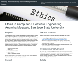 Reading Apprenticeship Inspired Assignment or Lesson