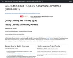 CSU Stanislaus - Quality Assurance ePortfolio (2020-2021)