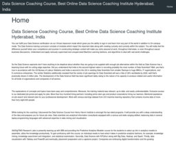 Data Science Coaching Course, Best Online Data Science Coaching Institute Hyderabad, India