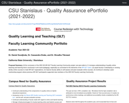 CSU Stanislaus - Quality Assurance ePortfolio (2021-2022)