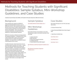 Methods for Teaching Students with Significant Disabilities