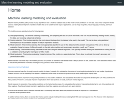 Machine learning modeling and evaluation