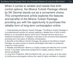 Buy Mirena Turkish Package Online: Your Convenient Solution for Long-Term Birth Control