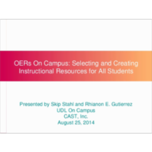 OERs On Campus – Selecting and Creating Instructional Resources for All Students icon
