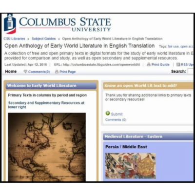 Open Anthology of Early World Literature in English Translation