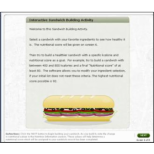 Interactive Sandwich Building Activity:  Select and modify sandwich ingredients to see how healthy is the final sandwich icon