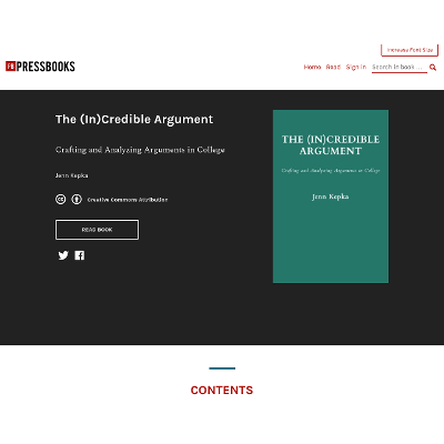 The (In)Credible Argument: Crafting and Analyzing Arguments in College icon