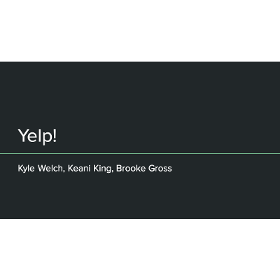 Organizing System Workshop: Yelp!