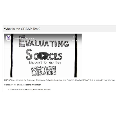 Research Guides: Evaluating Sources: The CRAAP Test icon
