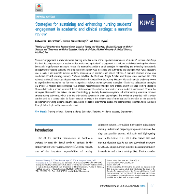 Strategies for sustaining and enhancing nursing students’ engagement in academic and clinical settings: a narrative review icon