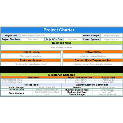 Download Project Charter Template Excel (PMP + PMO) icon