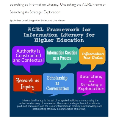 Searching as Information Literacy: Unpacking the ACRL Frame of Searching As Strategic Exploration icon