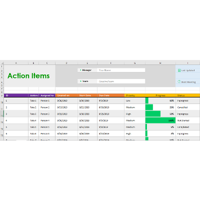 Project Action Items List Template Excel - Excelonist icon