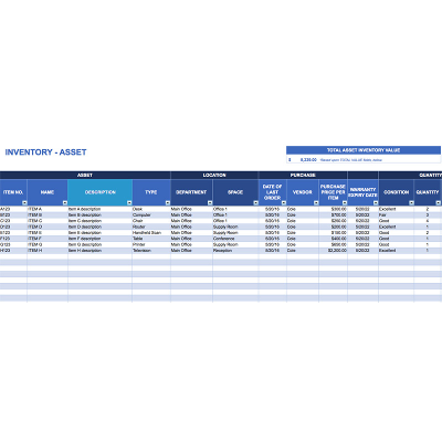 Top Asset Inventory Template Excel icon