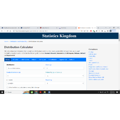 Distribution calculator - Normal distribution, Binomial distribution, t-distribution and more! icon