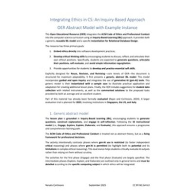 OER - Integrating Ethics In CS - An Inquiry Based Approach icon