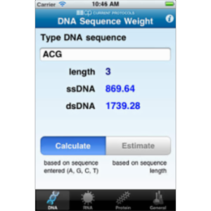 DNA/RNA/Protein and General Molecular Weight Calculator App for iOS icon