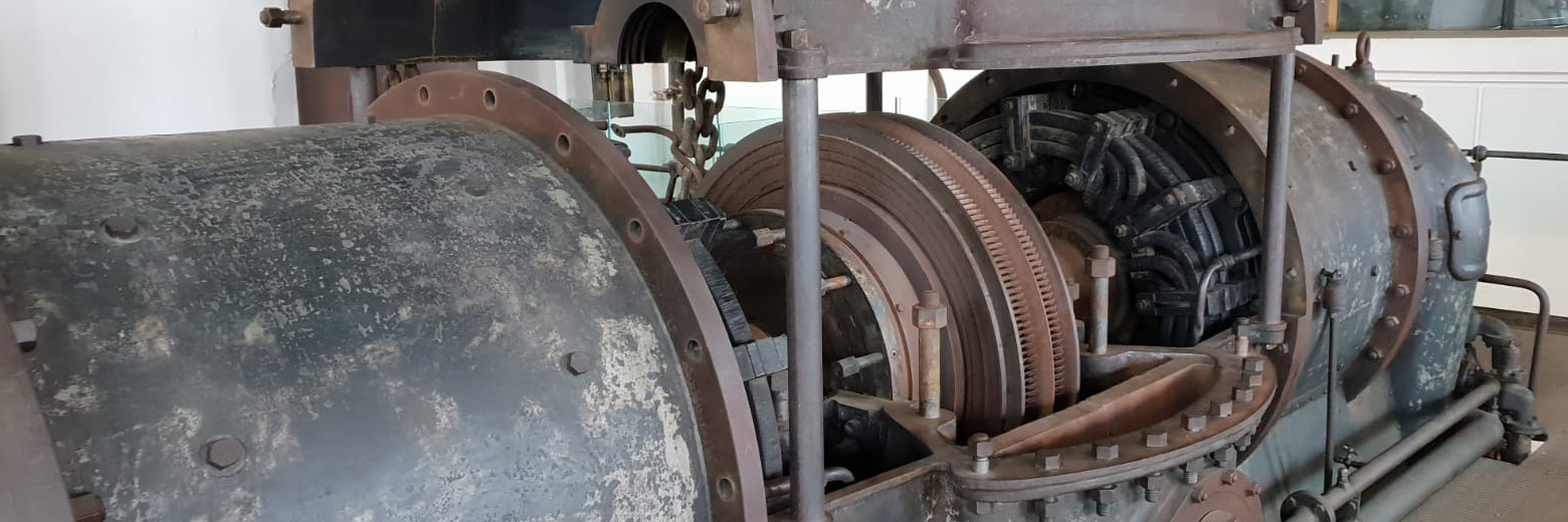 Section of a steam turbine, Museo de la Energía, Ponferrada, Spain